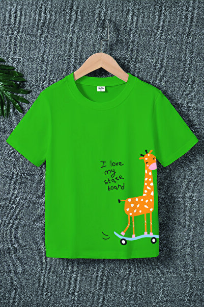 MYADA Tricou pentru băiat cu imprimeu girafe Snowboarder premium 22044