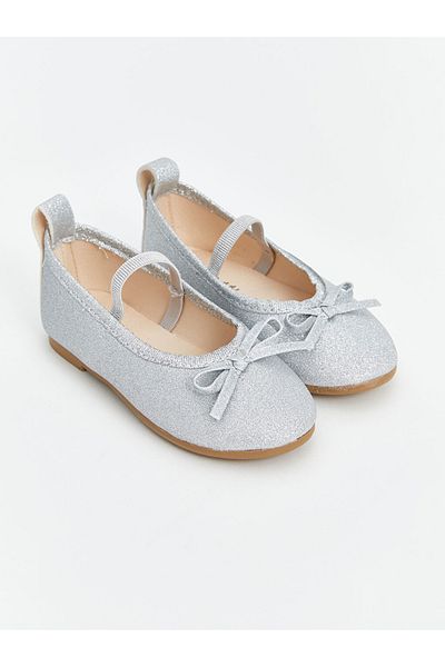 LC Waikiki Lcw Steps Gray Bow Detailed Baby Girl Ballerinas