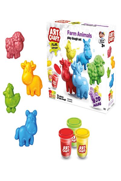 a v d a Farm Animals 3D Game Dough Set and Game Dough Mold 168 Gr