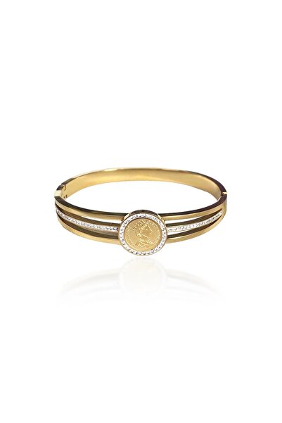 PRVT Steel Color Throwproof Elizabeth Isle of Man Coin Handcuff Bracelet