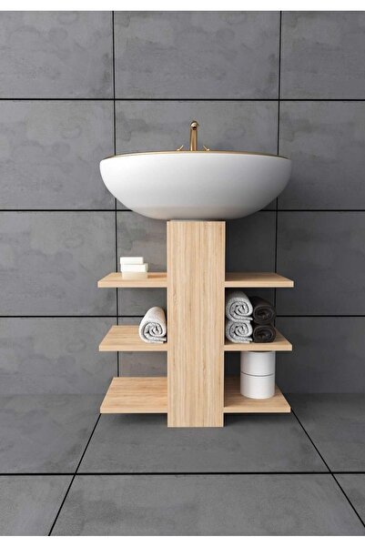 YURKUR MOBİLYA Atlantik Cam Lavabo Altı Dolap, Banyo Dolabı