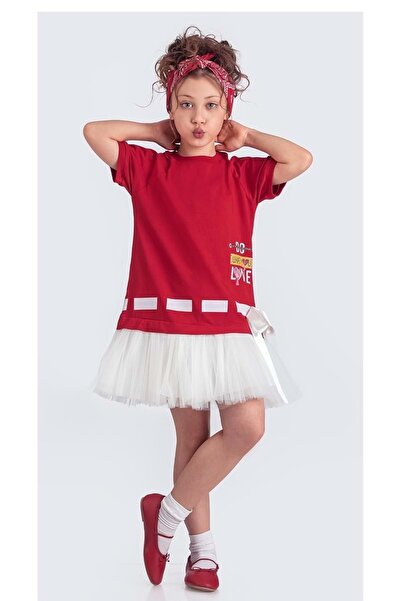 Mnk Baby&Kids Rochie sport de vară pentru fete cu fustă tutu roșie - M00703