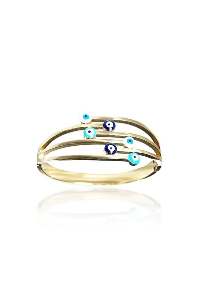 PRVT Steel Color Throwproof Evil Eye Beaded Handcuffs Bracelet