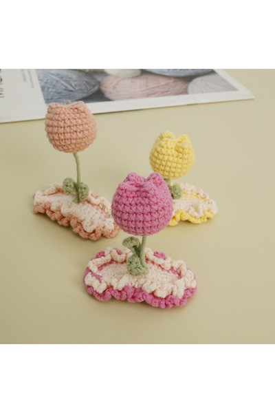 Kadın Girişimciler Atölyesi Set colorat de 3 cu lalele - Cataramă de nișă organică realizată manual, accesorii de păr unice