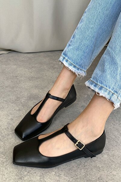 MODAADAM Дамски балерини Diago - черни, кожени