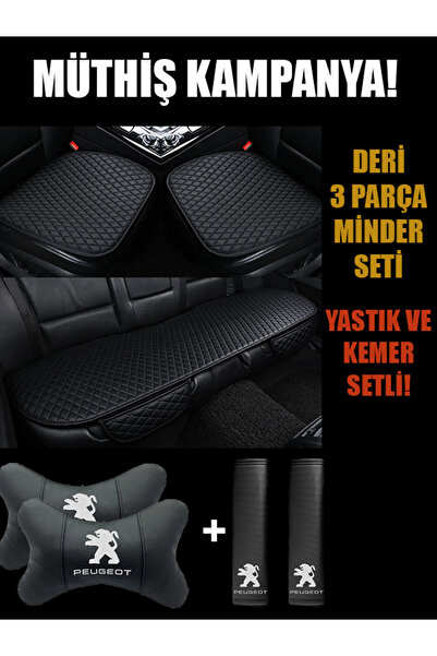 mutlu oto aksesuar Suni Deri Oto Koltuk Minder Cepli 3 Peugeout Yastık Kemer ...