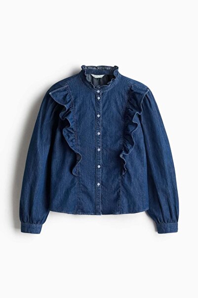 H&M Frill-trimmed denim blouse