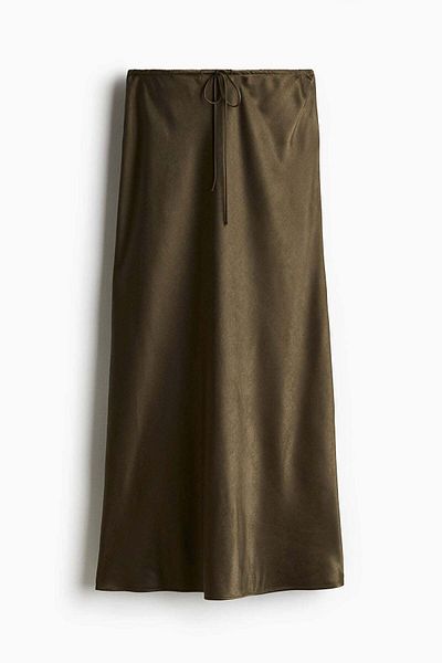 H&M Satin drawstring skirt