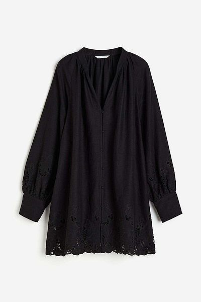H&M Linen-blend dress with broderie anglaise