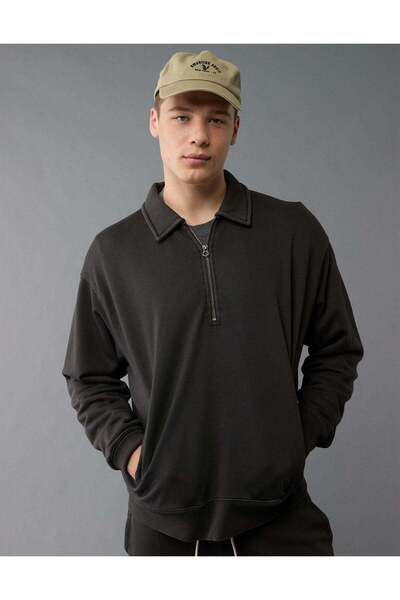 AMERICAN EAGLE AE Quarter-Zip Polo Collar Sweatshirt