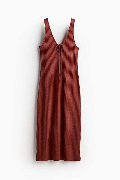 H&M Tie-detail rib-knit dress