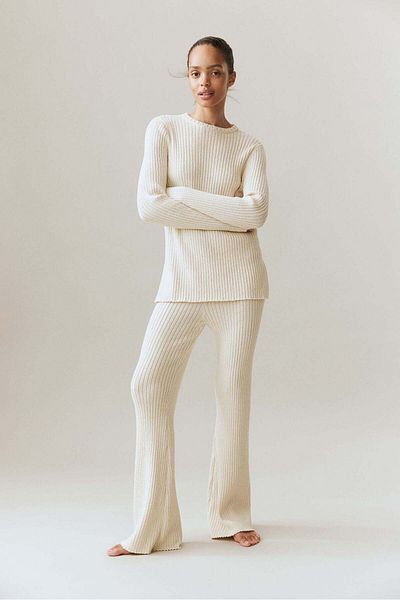 H&M Flared rib-knit trousers