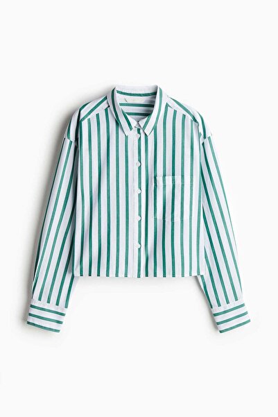 H&M قميص بوبلين قصير