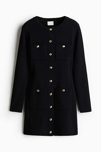 H&M فستان محبوك بجيب أمامي