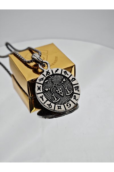 YÖRÜK TASARIM Libra Zodiac Sign Necklace - Women Men Steel Silver Color Special Design Astrology Necklace