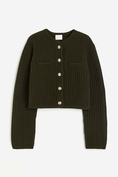 H&M Short textured-knit cardigan