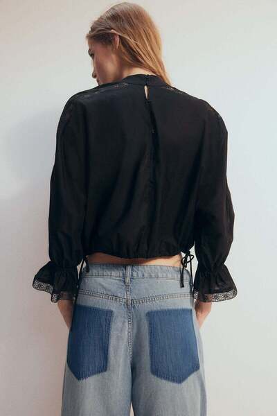 H&M Lace-inset cotton blouse