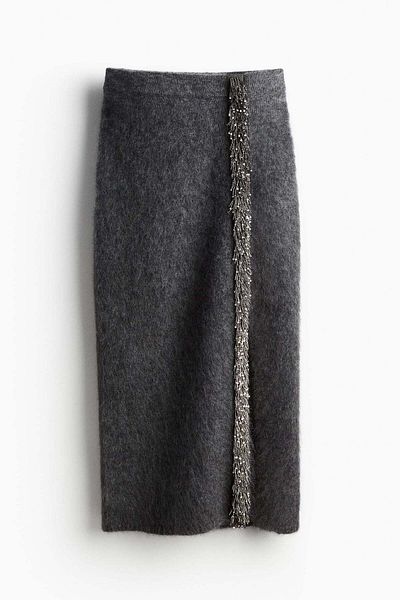 H&M Bead-detail knitted skirt