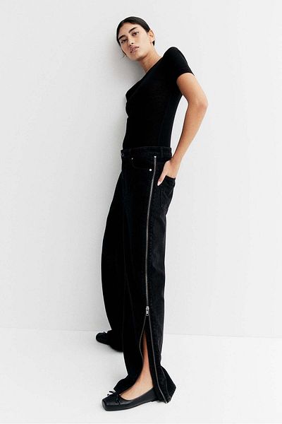 H&M Zip-detail denim trousers