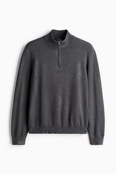 H&M Slim Fit Zip-top Fine-knit Jumper