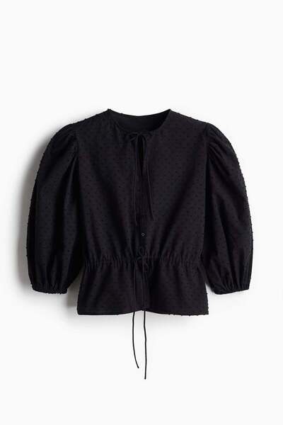 H&M Puff-sleeved cotton blouse