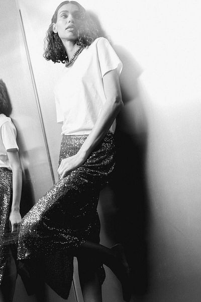 H&M Sequined midi skirt
