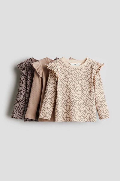 H&M 3-pack frill-trimmed jersey tops