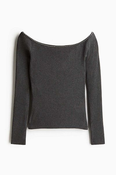 H&M Bead-detail off-the-shoulder top