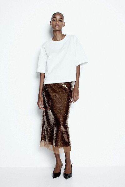 H&M Sequined midi skirt