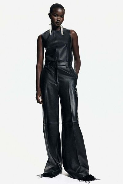 H&M Straight leather trousers