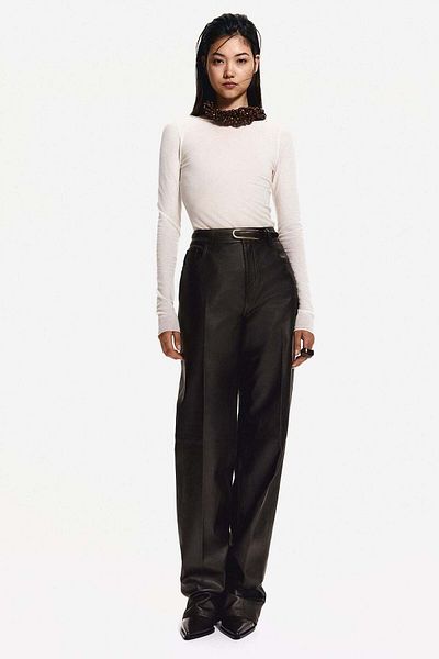 H&M Straight leather trousers