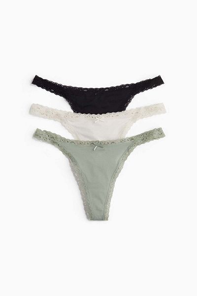 H&M 3-pack microfibre tanga thong briefs