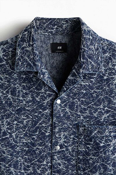 H&M Oversized Fit Patterned denim shirt