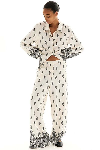 H&M Patterned twill trousers