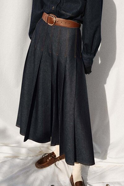 H&M Pleated denim skirt