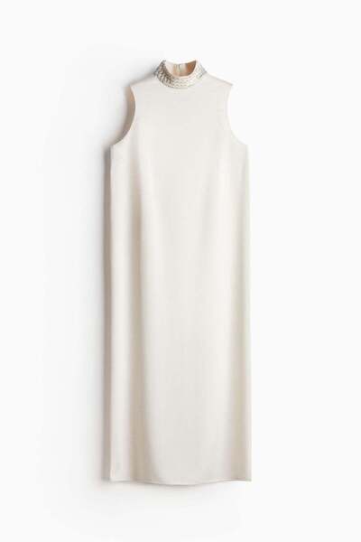 H&M Embellished-collar satin dress