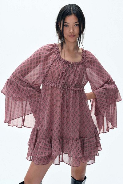 H&M Flounced chiffon dress