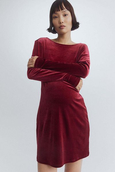 H&M MAMA Deep-back velour dress