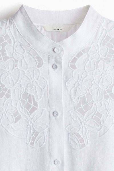 H&M Linen-blend broderie anglaise blouse