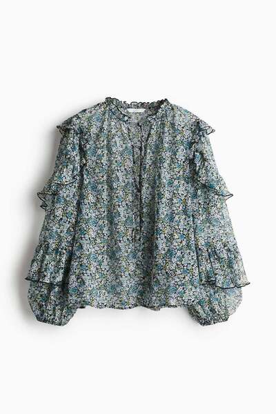 H&M Flounced chiffon blouse
