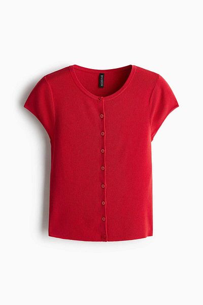 H&M Short-sleeved fine-knit cardigan
