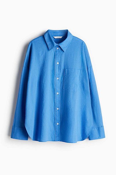 H&M Oversized linen-blend shirt