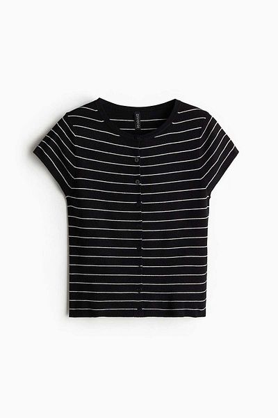 H&M Short-sleeved fine-knit cardigan