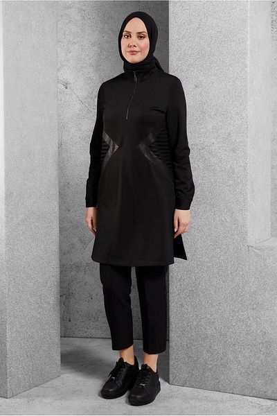 TRENDTESETTÜR Women's Black Zippered Tunic - t 42456