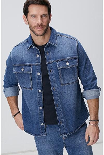 Network Mavi  Denim Gömlek