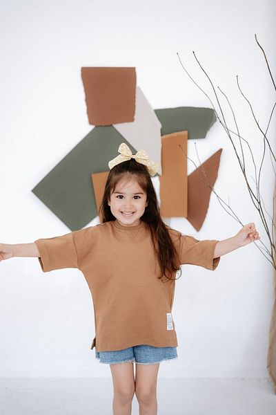 BABYBEK Унисекс тениска Oversize за деца - Premium Brown