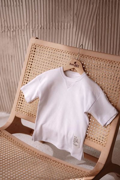 BABYBEK Tricou alb oversize unisex pentru copii