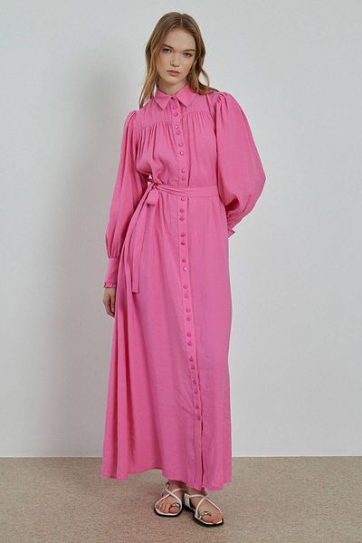 Hooopstore Ροζ Modal Φόρεμα με ζώνη