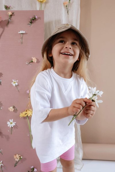BABYBEK Oversize Unisex Kids White T-shirt
