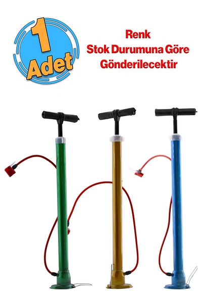 Badem10 Classic Bike Pump with Hand-Held Foot Handle - Metal Base with Plastic Head and Tip